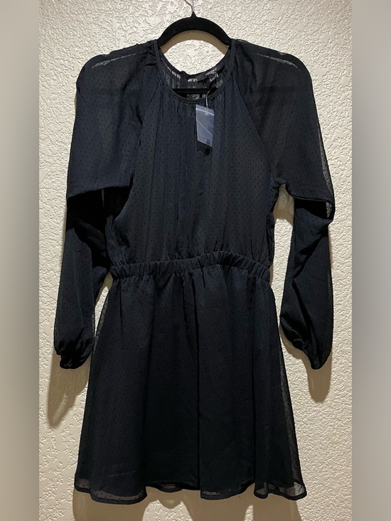 Forever 21 Dresses & Skirts - Forever 21 NWT Classic Black Long Sheer Sleeve Short Dress Size S